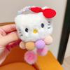 Lazo para el cabello de Kuromi Cuerda para el cabello para niños Lindo Sanrio Lana Dibujos animados Tendones de goma Accesorios para el cabello de niña con bola de cola de caballo