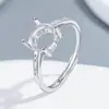 Anel clássico de quatro garras S925 prata de lei maciça 8,3 mm com cravação vazia DIY moissanita de 2 quilates estilo luxo leve simples