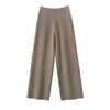 O tecido tem um caimento lindo! Novas calças de tricô de lã outono/inverno para mulheres, estilo solto de perna larga, adequadas para usar como roupa exterior, design de perna reta, calças compridas para figuras baixinhas