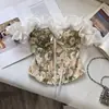 Top floral strapless estilo francês para mulheres, novo top regata com espartilho de barbatanas vintage spliced para o início da primavera de 2026