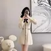 Vestido de punto estilo francés para otoño e invierno para mujer, elegante y femenino, adecuado para figuras petite.