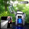 TH-618 concha transparente à prova d'água pulso eletrônico display digital isqueiro lanterna iluminação arco de carregamento isqueiro