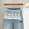 Coreia primavera verão saia midi outer wear versátil acabamento em renda saia de tule cortina saia versátil cobre bumbum cortina branca