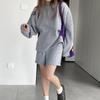 Traje de Sudadera Estilo Deportivo Perezoso Jiayuzhi Color Puro Pantalones Cortos Básicos Top Traje de Punto Suéter Z902