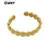 Wt-Jf355 Nuevo Único Forma de Concha de Ventilador Dorado Plateado Dos Tonos Latón Brazalete Abierto Anillo para Brazo Joyería
