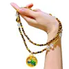 Cadena para Suéter de Collar de Alta Calidad con Diseño de Cristal Blanco y Piedra Ojo de Tigre Natural