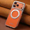 Capa de Celular com Carregamento Sem Fio para Iphone18Promax com Sucção Magnética Suporte Giratório 360 graus Fivela de Anel Capa de Couro