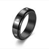 Anillo de pareja popular de acero inoxidable de Amazon con diamantes incrustados giratorio para hombre anillo de acero de titanio anillo