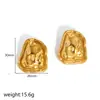 Pendientes de Acero Inoxidable Geométricos Irregulares Transfronterizos Chapados en Oro de 18K No Descolorables Pendientes de Acero de Titanio con Textura de Lava para Mujer