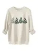 Amazon eBay site independente moda divertida pelúcia grossa feminina quatro dentes árvore de Natal outono e inverno moletom