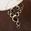 Collar Geométrico de Empalme con Goteo de Aceite Europeo y Americano, Conjunto de Joyería de Clavícula Estilo Palacio de Moda y de Alta Gama, Diseño de Nicho para Mujeres