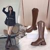 Adicionar fertilizante tamanho grande 41-43 botas longas de cano largo mulheres 2023 outono e inverno novo fundo grosso boca em V elásticas botas de cavaleiro crianças