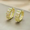 Pendientes europeos y americanos de doble fila con diamantes de colores, elegantes, modernos y minimalistas, con incrustaciones de circonita, un estilo moderno y discreto, pendientes para mujer