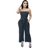 C7876 Cruz 2026 Nueva Ropa para Mujer Europea y Americana Sin Tirantes Lunares Retro Ceñido a la Cintura Con Cordones Pierna Ancha Sexy Mono
