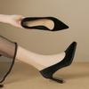 8066-2 Color Sólido Gamuza Tacón Grueso Zapatos de Dama de Honor para Mujer 2025 Otoño/Invierno Nuevos Zapatos de Tacón Alto con Plataforma Puntiagudos para Mujer