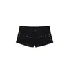 Shorts de Mezclilla Negros de Tiro Bajo para Mujer, Tendencia 2025 Nuevo Estilo de Verano, Pantalones Cortos Ajustados al Cadera Elásticos de Corte A