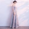 2026 Novo Estilo Moda Banquete Sexy Elegante Emagrecedor Manga Longa Vestido de Noite para Apresentador de Reunião Anual Verão
