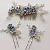 Acessórios de cabelo de noiva mais vendidos transfronteiriços, tiara de flor de pérola, pente de cabelo feito à mão, conjunto de grampos e palitos de cabelo para fotografia de viagem de casamento