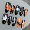 Uñas Vestibles Semi-Hechas a Mano Estilo Halloween Festivales Europeos y Americanos Transfronterizos Cara de Fantasma Espeluznante Uñas Falsas de Broma Calabaza Fantasma