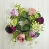Guirnalda de Candelabro de Rosa Simulada Más Vendida de Amazon Decoración Festiva Europea Anillo de Vela Taza de Vela Guirnalda Decorativa de Flores