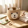 Cesta de Armazenamento de Brinquedos e Lanches para Quarto Infantil Transfronteiriça de Fábrica, Cesta de Roupa Suja no Atacado, Cesta de Armazenamento Fofa de Corda de Algodão de Urso