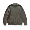 Ropa Vintage 25 Otoño/Invierno Nuevo Japonés Retro Simple Color Sólido Suéter con Bolsillo Chaqueta Cardigan con Cremallera y Cuello Alto para Hombre