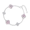 Pulsera de Plata de Ley S990 para Mujer Sakura Lan Pulsera Viento Dulce Elemento Trébol de Cuatro Hojas Joyería Regalo del Día de San Valentín
