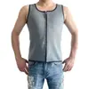 Colete de neoprene masculino, duplo, cinza, listrado, suor, modelador, sauna, top, mergulho, material modelador