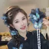 Grampo de rabo de cavalo suave em rede estilo coreano para mulheres, presilha de cabelo de fita floral de alta qualidade, presilha de tubarão estilo preguiçoso com laço, acessório de cabelo