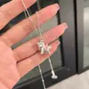 Colar de Unicórnio Desenho Animado em Prata Pura 999 Prata Esterlina Fofa Pingente de Prata Pura Corrente para Clavícula como Presente de Aniversário para Sua Namorada