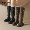 Botas Altas de Suela Gruesa para Mujer Augushiden Modelo Nuevo 2026 para Viajes a Xinjiang Botas de Jinete Adelgazantes Botas Altas Hasta la Rodilla