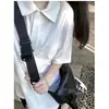 Camiseta versátil de moda estilo coreano ins blanca de algodón puro, manga corta, cuello polo, verano 2026, estilo universitario, holgada