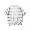 Camisa de malha de seda gelada Nanxia estilo novo verão slim fit mostra magro gola redonda camiseta básica listras preto e branco manga curta