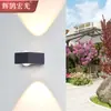 Lámpara de pared exterior impermeable de doble cabezal, cuadrada luminosa LED hacia arriba y hacia abajo, lámpara de pared exterior para patio, pared lateral, pasillo de escaleras