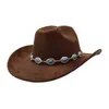 Chapéus de Cavaleiro Ocidental Outono e Inverno Mais Vendidos no Exterior para Homens e Mulheres, Chapéus de Cowboy de Camurça Macia, Cartolas de Aba Larga, Chapéus de Jazz