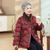 Estilo Otoño e Invierno Traje Tang de Abuela Chaqueta de Algodón con Forro Polar y Acolchado Espeso Ropa para Madres de Mediana Edad y Mayores Chaqueta Acolchada de Algodón con Cuello Alto y Cuello de Piel