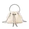 Bolso de cubo acrílico con lentejuelas transfronterizo nuevo con anillo metálico, bolso cruzado para mujer con cordón de cadena de lentejuelas