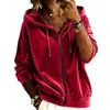 2026 Nueva Sudadera para Mujer de Manga Larga, Color Sólido, con Cordón, con Capucha y Cremallera, Moda Casual Transfronteriza Europea Americana Amazon