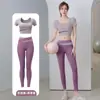 Traje Cruzado de Manga Corta con Almohadilla en el Pecho para Mujer, Moldeador de Abdomen, Elástico, Secado Rápido, Para Correr, Fitness, Yoga, Pantalones de Cintura Alta