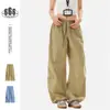 Pantalones Largos Casuales Versátiles de Pierna Recta y Pierna Ancha Unisex con Cuadros de Estilo Americano de Marca de Moda Primavera K134