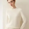 Suéter de Gola Redonda 100% Caxemira para Mulheres, Novo Tricô Liso para Outono e Inverno, Suéter de Caxemira com Caimento Solto