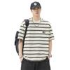 Playera a Rayas para Hombre Nuevo Estilo Americano Marca de Moda para Hombre Cuello Redondo Media Manga Holgada Casual Estilo Hong Kong Manga Corta para Hombre Ins Verano