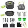Conjunto de Panelas Outdoor DS-308 Conjunto de Panelas Plus Bolsa para Utensílios de Mesa Copo de Aço Inoxidável Conjunto de Copos com Mosquetão para Escalada Combinação Traje Portátil