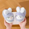 Zapatos de algodón de invierno para niños, diseño lindo de conejo, cálidos y forrados de felpa, para niñas, estilo de combinación padre-hijo, antideslizantes, de suela gruesa, pantuflas de algodón para interiores para bebés