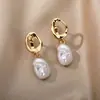 Brincos femininos barrocos de pérola de água doce simples estilo coreano, best-seller transfronteiriço, brincos elegantes e clássicos