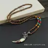 Collar de Xizang Más Vendido Versátil para Hombres y Mujeres Estilo Étnico Vintage Cadena de Lana Accesorios para Ropa Larga de Algodón y Lino Viaje de Madera