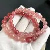 Coleção Jingyao gelo Gradiente vermelho cristal de morango pulseira rosa flor de pessegueiro Pato mandarim anel único pulseira de cristal feminino Atacado