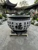 Azul Pedra Granito Pedra Porta Aquário Peixe Marinho Pátio Piscicultura Externa Ornamentos de Água Corrente Caractere Fu Antigo Vaso de Flor de Lótus