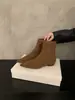 Botines de gamuza con punta estilo coreano para mujer, colección nueva de primavera/otoño 2026, diseño retro, efecto adelgazante y estilo moderno