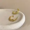 Pendientes de Metal Estilo Tres Círculos Elegantes con Pedrería, Aguja de Plata 925 de Dongdaemun Corea, Pendientes de Aro Versátiles de Moda
